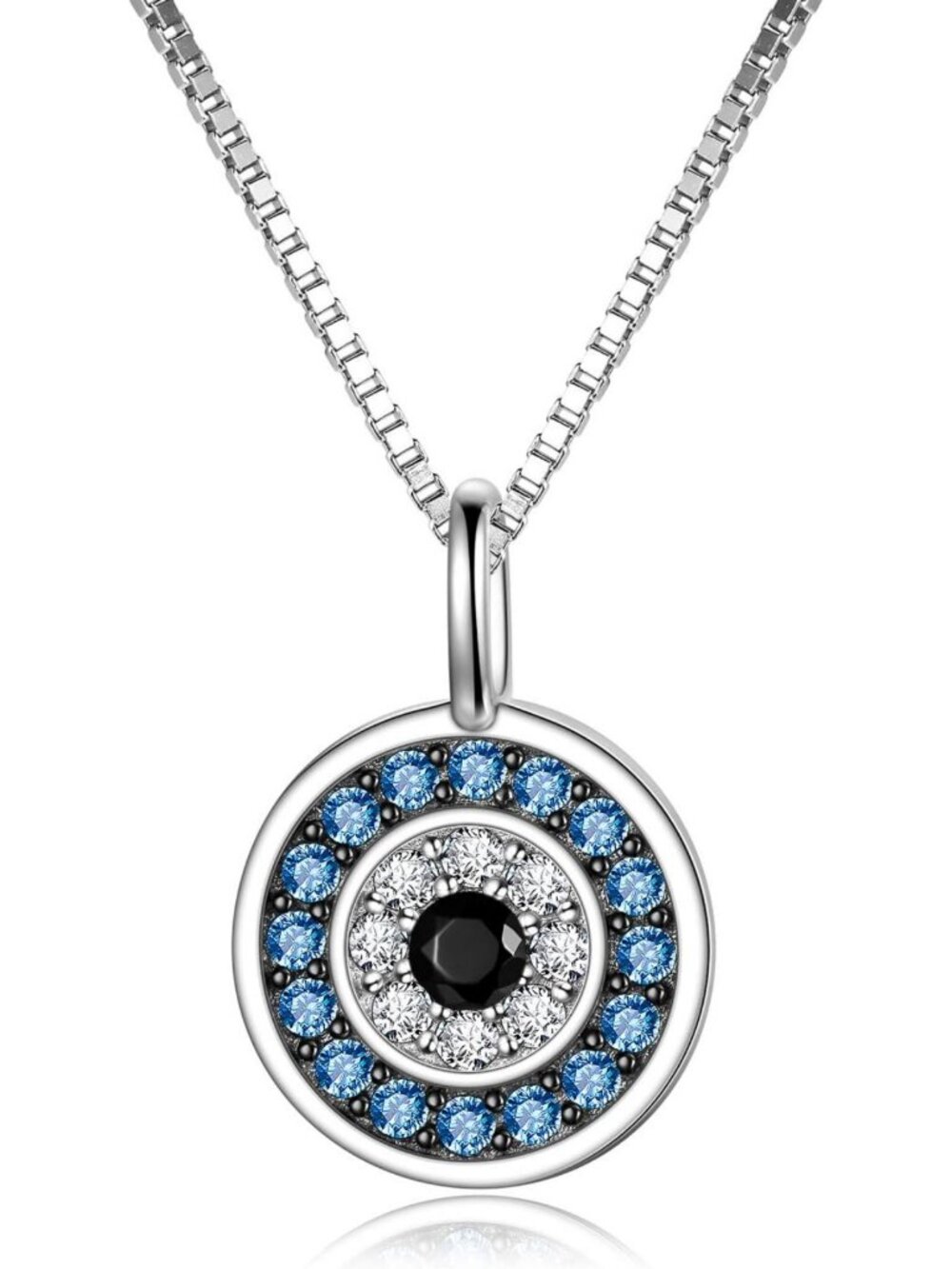 925 Sterling Silver Evil Eye Necklace for Women - Greek Protection Amulet